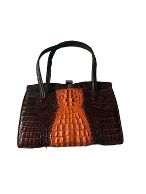❤️ exotic Vintage 40s 50s genuine alligator two-tone leather handbag
